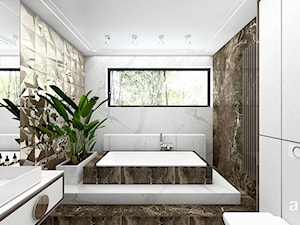 SOTTO VOCE | II | Wnętrza domu - Średnia z lustrem z marmurową podłogą z punktowym oświetleniem łazienka z oknem, styl nowoczesny - zdjęcie od ARTDESIGN architektura wnętrz