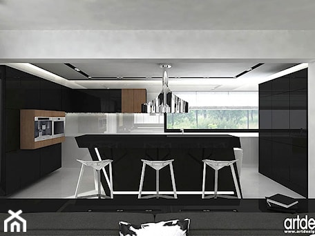 Aranżacje wnętrz - Kuchnia: projekt czarno białej kuchni - ARTDESIGN architektura wnętrz. Przeglądaj, dodawaj i zapisuj najlepsze zdjęcia, pomysły i inspiracje designerskie. W bazie mamy już prawie milion fotografii!