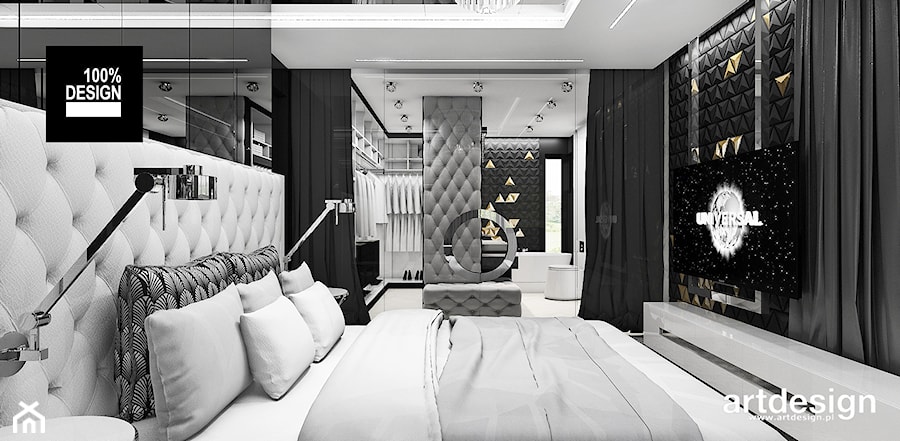 THE ONLY GAME IN TOWN | II | Wnętrza domu - Średnia czarna szara sypialnia z garderobą, styl glamour - zdjęcie od ARTDESIGN architektura wnętrz