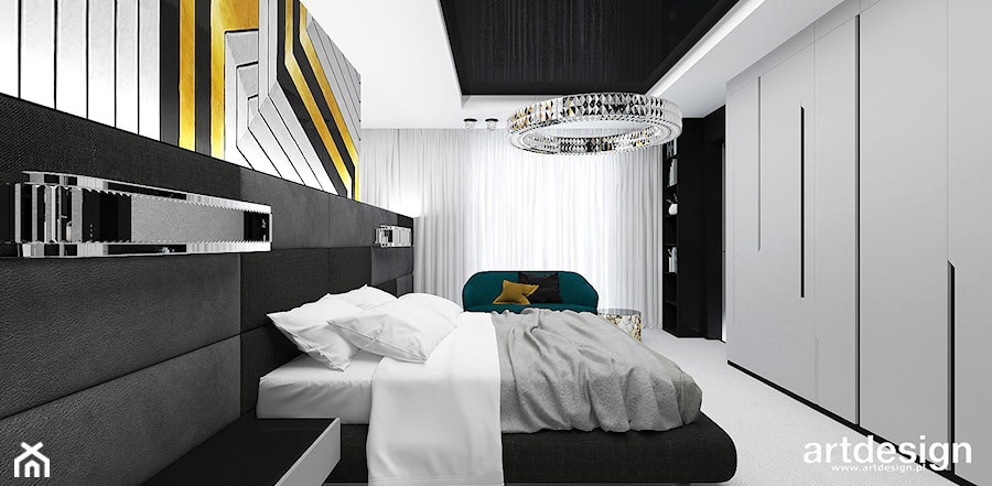 WITH FLYING COLOURS | II | Wnętrza domu - Średnia czarna szara sypialnia, styl nowoczesny - zdjęcie od ARTDESIGN architektura wnętrz