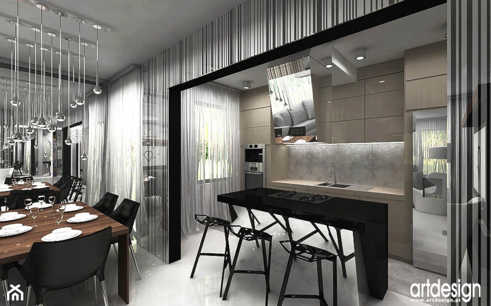 projekt nowoczesnej otwartej kuchni - zdjęcie od ARTDESIGN architektura wnętrz - Homebook