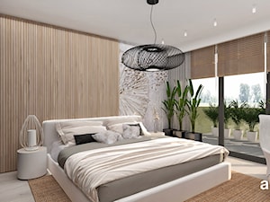 Aranżacja sypialni ze ścianą z lameli - zdjęcie od ARTDESIGN architektura wnętrz