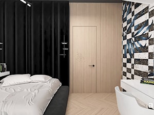 BIRD'S EYE VIEW | II | Wnętrza domu - Średnia biała czarna z biurkiem sypialnia, styl nowoczesny - zdjęcie od ARTDESIGN architektura wnętrz