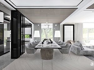 LEAVE NO STONE UNTURNED | I | Wnętrza domu - Duża czarna szara jadalnia w salonie, styl nowoczesny - zdjęcie od ARTDESIGN architektura wnętrz