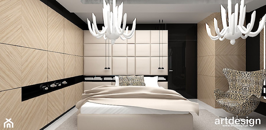 aranżacja sypialni w ciepłych kolorach - zdjęcie od ARTDESIGN architektura wnętrz