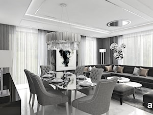 COUNT TO THREE | Wnętrza apartamentu - Duży biały salon z jadalnią, styl nowoczesny - zdjęcie od ARTDESIGN architektura wnętrz