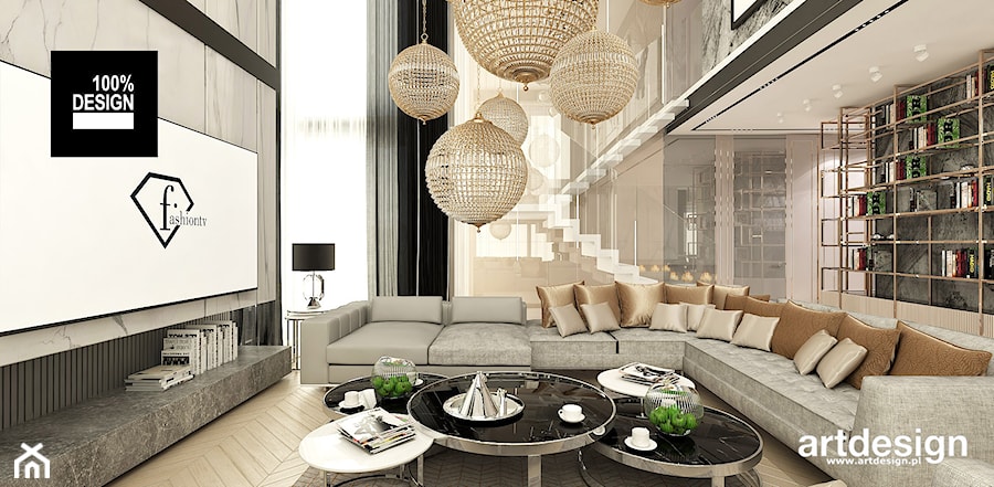projekt salonu w luksusowym domu - zdjęcie od ARTDESIGN architektura wnętrz