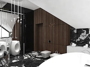 FROM COVER TO COVER | Wnętrza rezydencji - Duża na poddaszu z lustrem z dwoma umywalkami z marmurową podłogą łazienka z oknem, styl nowoczesny - zdjęcie od ARTDESIGN architektura wnętrz