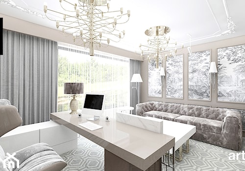 SOTTO VOCE | II | Wnętrza domu - Średnie w osobnym pomieszczeniu z sofą beżowe brązowe biuro, styl glamour - zdjęcie od ARTDESIGN architektura wnętrz
