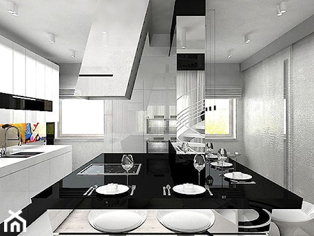 Aranżacje wnętrz - Kuchnia: biało czarne wnętrza kuchni - ARTDESIGN architektura wnętrz. Przeglądaj, dodawaj i zapisuj najlepsze zdjęcia, pomysły i inspiracje designerskie. W bazie mamy już prawie milion fotografii!