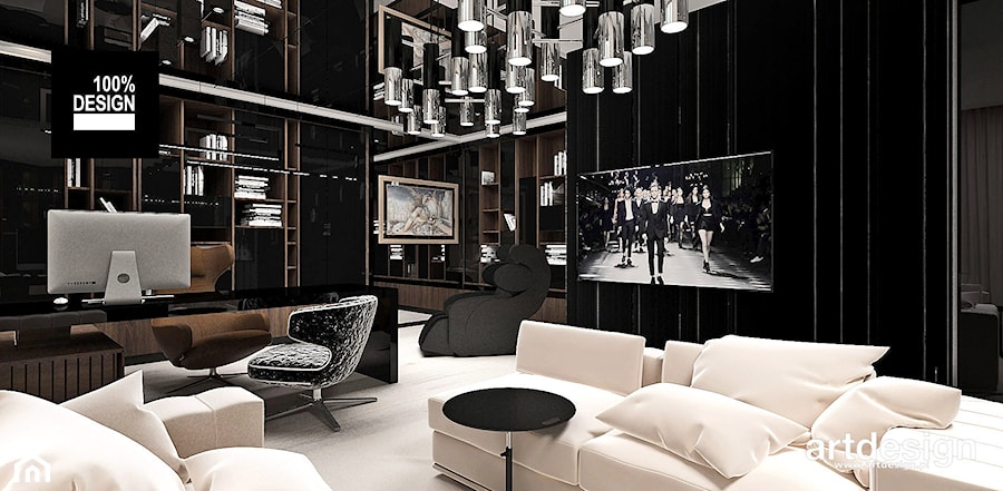 A BREATH OF FRESH AIR | II | Wnętrza domu - Duże w osobnym pomieszczeniu z sofą czarne biuro, styl nowoczesny - zdjęcie od ARTDESIGN architektura wnętrz