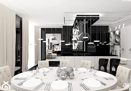 SHOW-OFF | Wnętrza apartamentu - Duża czarna szara jadalnia jako osobne pomieszczenie, styl nowoczesny - zdjęcie od ARTDESIGN architektura wnętrz