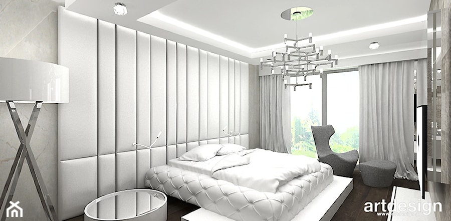 EASIER SAID THAN DONE | II | Wnętrza rezydencji - Duża biała szara z panelami tapicerowanymi sypialnia, styl nowoczesny - zdjęcie od ARTDESIGN architektura wnętrz