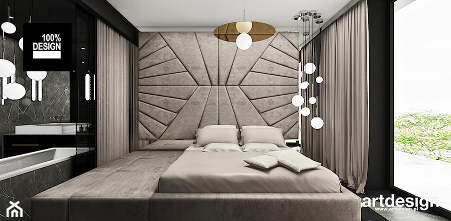 aranżacja sypialni z tapicerowaną ścianą - zdjęcie od ARTDESIGN architektura wnętrz
