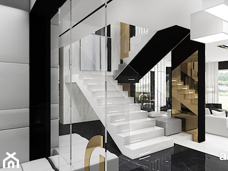 Aranżacje wnętrz - Schody: eleganckie białe schody - ARTDESIGN architektura wnętrz. Przeglądaj, dodawaj i zapisuj najlepsze zdjęcia, pomysły i inspiracje designerskie. W bazie mamy już prawie milion fotografii!