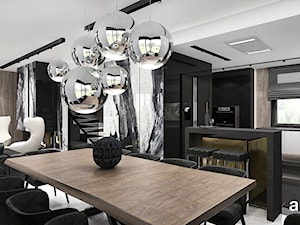 IN THE HEAT OF THE MOMENT | Wnętrza domu - Średnia biała czarna jadalnia w salonie w kuchni, styl nowoczesny - zdjęcie od ARTDESIGN architektura wnętrz