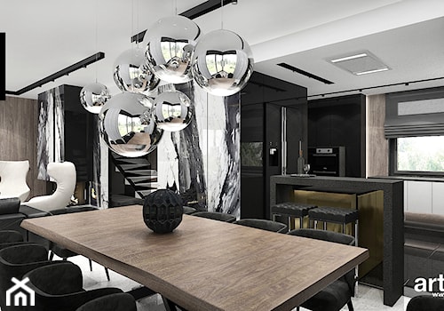 IN THE HEAT OF THE MOMENT | Wnętrza domu - Średnia biała czarna jadalnia w salonie w kuchni, styl nowoczesny - zdjęcie od ARTDESIGN architektura wnętrz