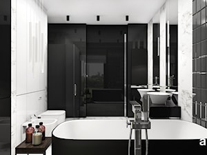 LISTEN TO MY HEARTBEAT | II | Wnętrza domu - Średnia bez okna z lustrem z dwoma umywalkami z punktowym oświetleniem łazienka, styl nowoczesny - zdjęcie od ARTDESIGN architektura wnętrz