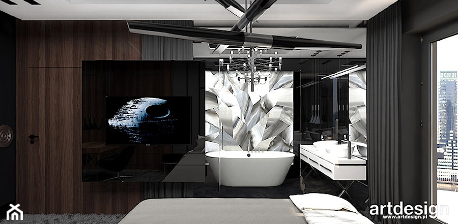 sypialnia połączona z łazienką - design - zdjęcie od ARTDESIGN architektura wnętrz