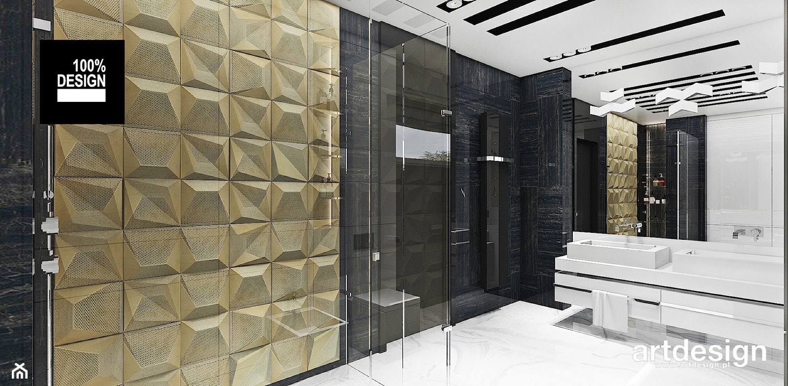 łazienka z płytkami 3d - zdjęcie od ARTDESIGN architektura wnętrz - Homebook