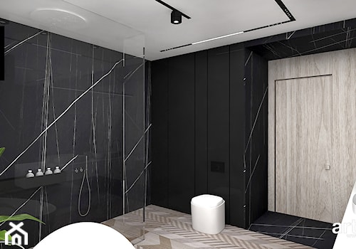LIKE A DUCK TO WATER | II | Wnętrza domu - Średnia bez okna z lustrem z dwoma umywalkami z marmurową podłogą z punktowym oświetleniem łazienka, styl nowoczesny - zdjęcie od ARTDESIGN architektura wnętrz