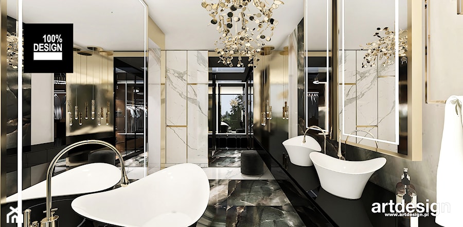 Wyszukana aranżacja łazienki ze złotymi detalami - zdjęcie od ARTDESIGN architektura wnętrz