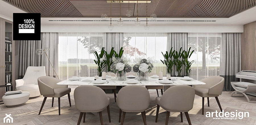 jadalnia z dużym stołem - zdjęcie od ARTDESIGN architektura wnętrz