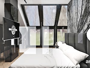 BIRD'S EYE VIEW | II | Wnętrza domu - Średnia czarna szara sypialnia na poddaszu, styl nowoczesny - zdjęcie od ARTDESIGN architektura wnętrz