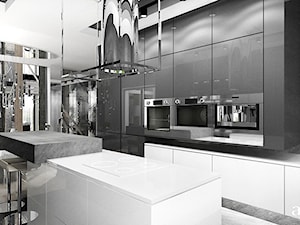 TOUGH NUT TO CRACK | Wnętrza domu - Duża otwarta z zabudowaną lodówką kuchnia w kształcie litery u z wyspą lub półwyspem, styl nowoczesny - zdjęcie od ARTDESIGN architektura wnętrz