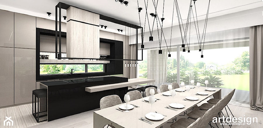 ARTDESIGN HOME COCKTAIL | Wnętrza domu | W2 - Duża otwarta kuchnia jednorzędowa z wyspą lub półwyspem, styl nowoczesny - zdjęcie od ARTDESIGN architektura wnętrz