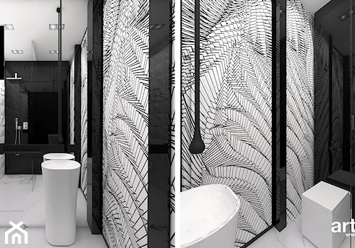 BIRD'S EYE VIEW | II | Wnętrza domu - Mała bez okna z lustrem z marmurową podłogą z punktowym oświetleniem łazienka, styl nowoczesny - zdjęcie od ARTDESIGN architektura wnętrz