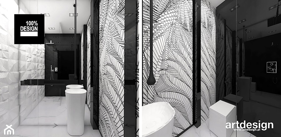 BIRD'S EYE VIEW | II | Wnętrza domu - Mała bez okna z lustrem z marmurową podłogą z punktowym oświetleniem łazienka, styl nowoczesny - zdjęcie od ARTDESIGN architektura wnętrz