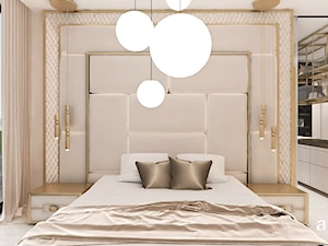 Sypialnia z dekoracyjnym zagłówkiem łóżka - zdjęcie od ARTDESIGN architektura wnętrz