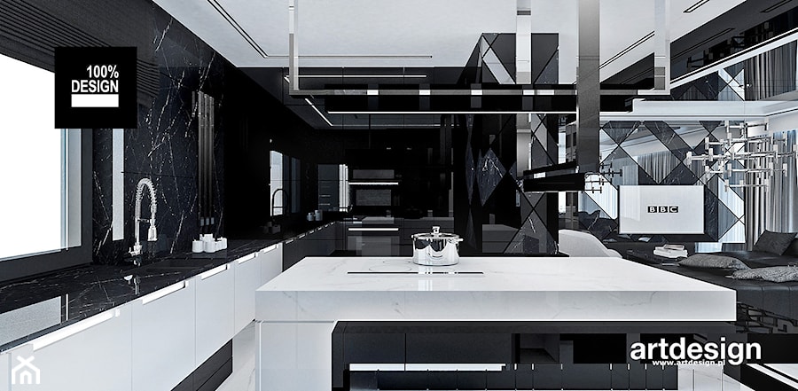 nowoczesna biało-czarna kuchnia - zdjęcie od ARTDESIGN architektura wnętrz