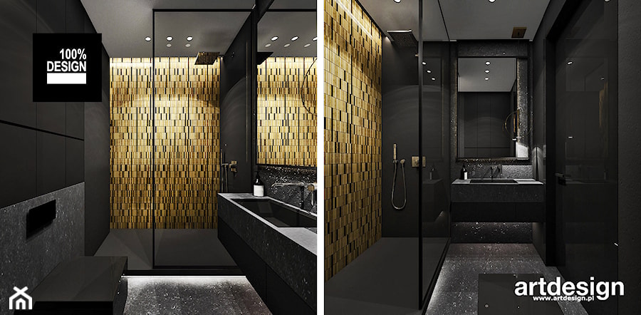 projekt łazienki czarno-złotej - zdjęcie od ARTDESIGN architektura wnętrz