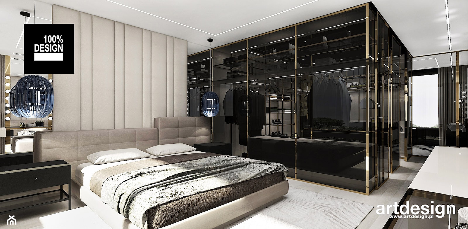 Luksusowa sypialnia z garderobą - zdjęcie od ARTDESIGN architektura wnętrz - Homebook