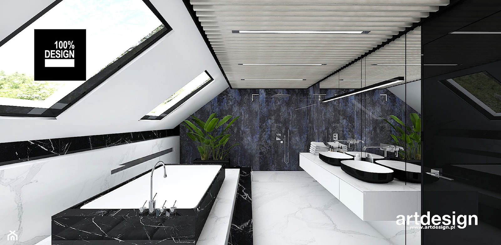 Projekt łazienki na poddaszu - zdjęcie od ARTDESIGN architektura wnętrz - Homebook