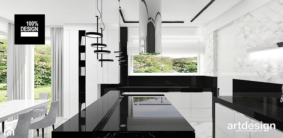 biało-czarna kuchnia - zdjęcie od ARTDESIGN architektura wnętrz