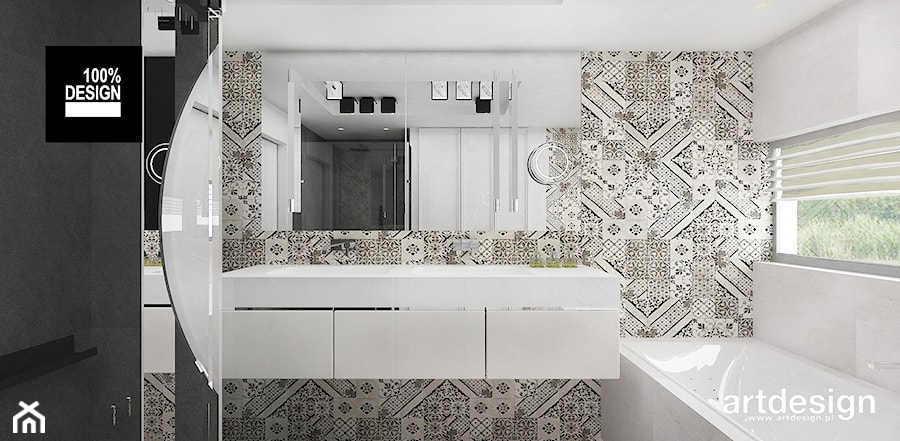 łazienka z dekoracyjnymi płytkami - zdjęcie od ARTDESIGN architektura wnętrz