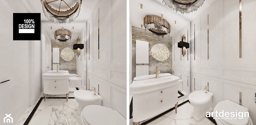 łazienka z elementami stylu glamour - zdjęcie od ARTDESIGN architektura wnętrz