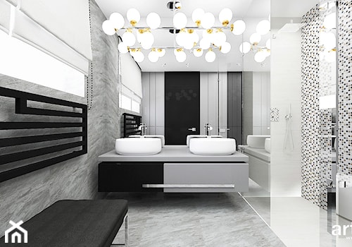 WITH FLYING COLOURS | II | Wnętrza domu - Duża jako pokój kąpielowy z dwoma umywalkami z marmurową podłogą łazienka z oknem, styl nowoczesny - zdjęcie od ARTDESIGN architektura wnętrz