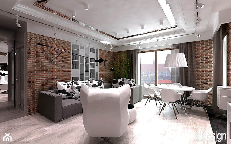 pokój dzienny i jadalnia w nowoczesnym apartamencie - zdjęcie od ARTDESIGN architektura wnętrz