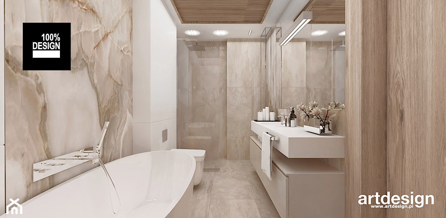 Projekt łazienki z wanną i prysznicem - zdjęcie od ARTDESIGN architektura wnętrz