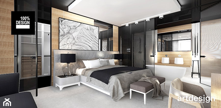 COME RAIN OR SHINE | II | Wnętrza domu - Duża czarna sypialnia z łazienką, styl nowoczesny - zdjęcie od ARTDESIGN architektura wnętrz