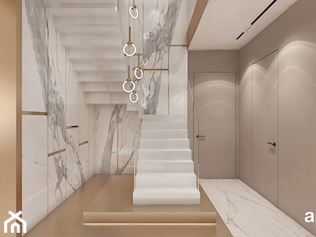 Aranżacje wnętrz - Schody: Białe schody dywanowe - ARTDESIGN architektura wnętrz. Przeglądaj, dodawaj i zapisuj najlepsze zdjęcia, pomysły i inspiracje designerskie. W bazie mamy już prawie milion fotografii!