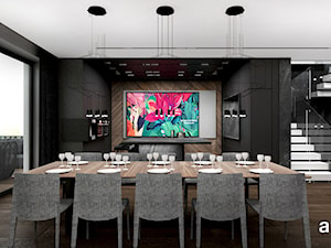 otwarta kuchnia i jadalnia w ciemnych kolorach - zdjęcie od ARTDESIGN architektura wnętrz