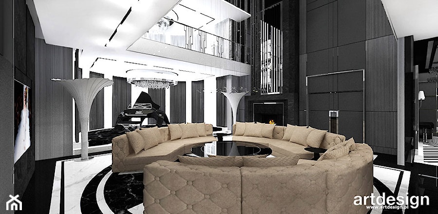 LIKE A MILLION DOLLARS | I | Wnętrza rezydencji - Duży biały szary salon - zdjęcie od ARTDESIGN architektura wnętrz