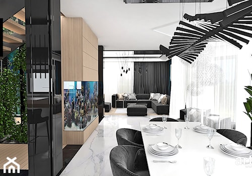BIRD'S EYE VIEW | I | Wnętrza domu - Średnia czarna jadalnia jako osobne pomieszczenie, styl nowoczesny - zdjęcie od ARTDESIGN architektura wnętrz