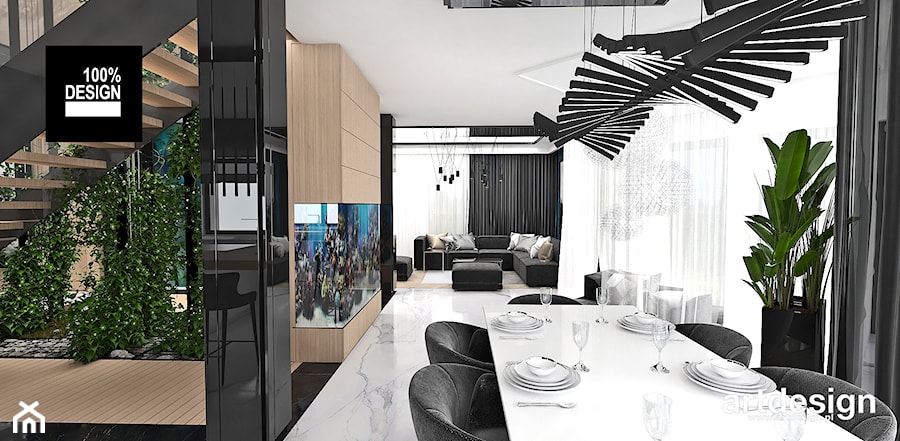 BIRD'S EYE VIEW | I | Wnętrza domu - Średnia czarna jadalnia jako osobne pomieszczenie, styl nowoczesny - zdjęcie od ARTDESIGN architektura wnętrz