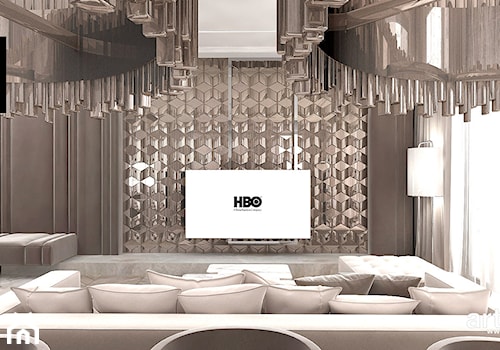 luksusowa aranżacja salonu z dodatkami w kolorze miedzi - zdjęcie od ARTDESIGN architektura wnętrz